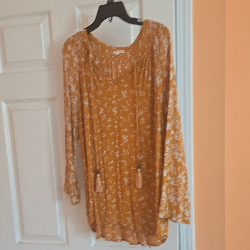 Chic Mustard Floral Blouse